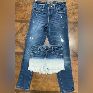 Justice Two pieces!!!  Girls size 8 jeans and shorts